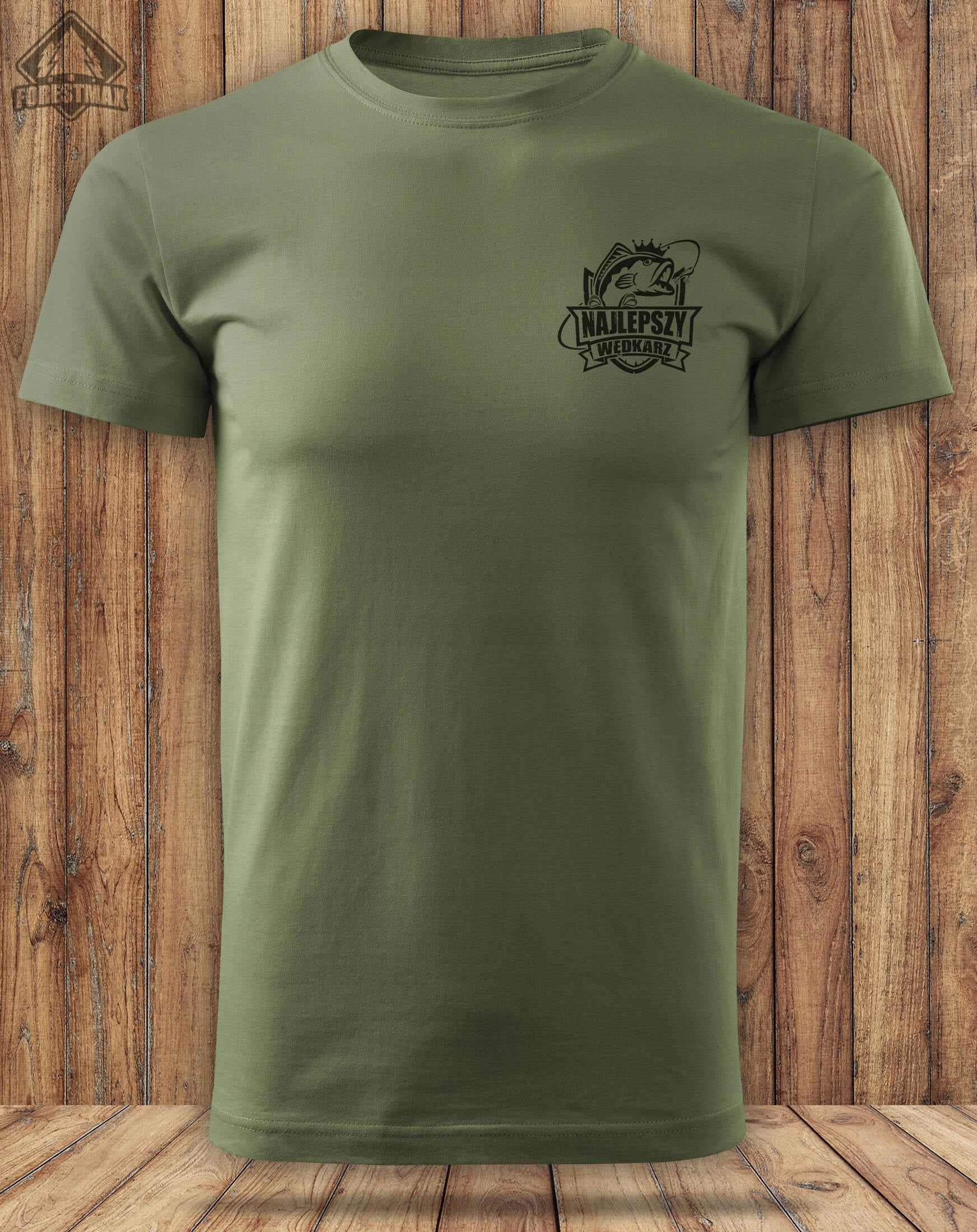 Fishing khaki cotton t-shirt Forestmax print BEST ANGLER XXL Brand ForestMax