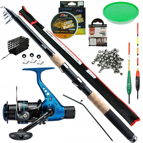 Fishing set JAXON FISHING ROD telescope, REEL, Fishing line, float basket