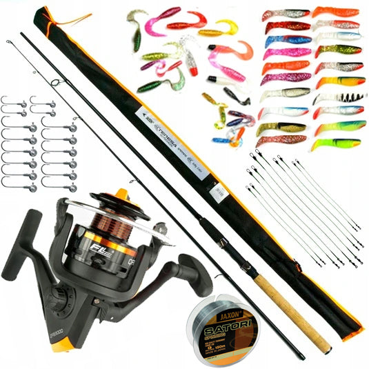 Fishing set SPINNING jaxon FISHING ROD 2,7m reel +58 elements Z46