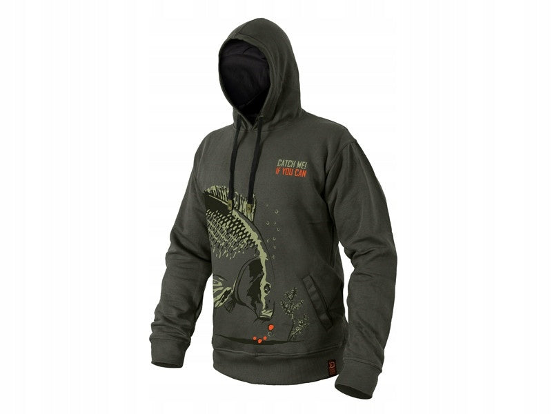 Fishing sweatshirt with hood Delphin CATCH ME IF YOU CAN size L Packaging status original