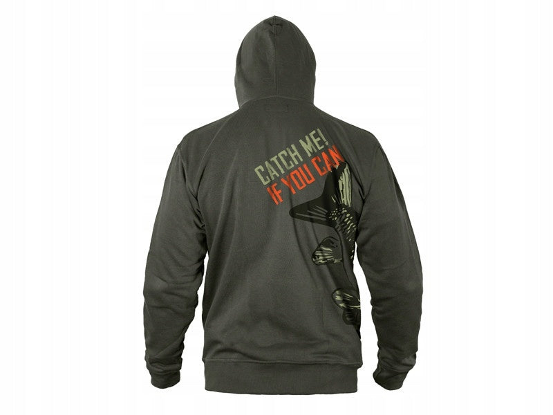 Fishing sweatshirt with hood Delphin CATCH ME IF YOU CAN size L Size M