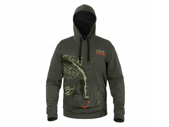 Fishing sweatshirt with hood Delphin CATCH ME IF YOU CAN size L