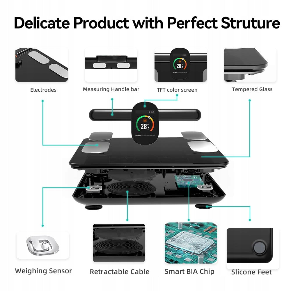 Fitdays Precision Digital Scale BMI Color Bluetooth Display Black Brand no brand