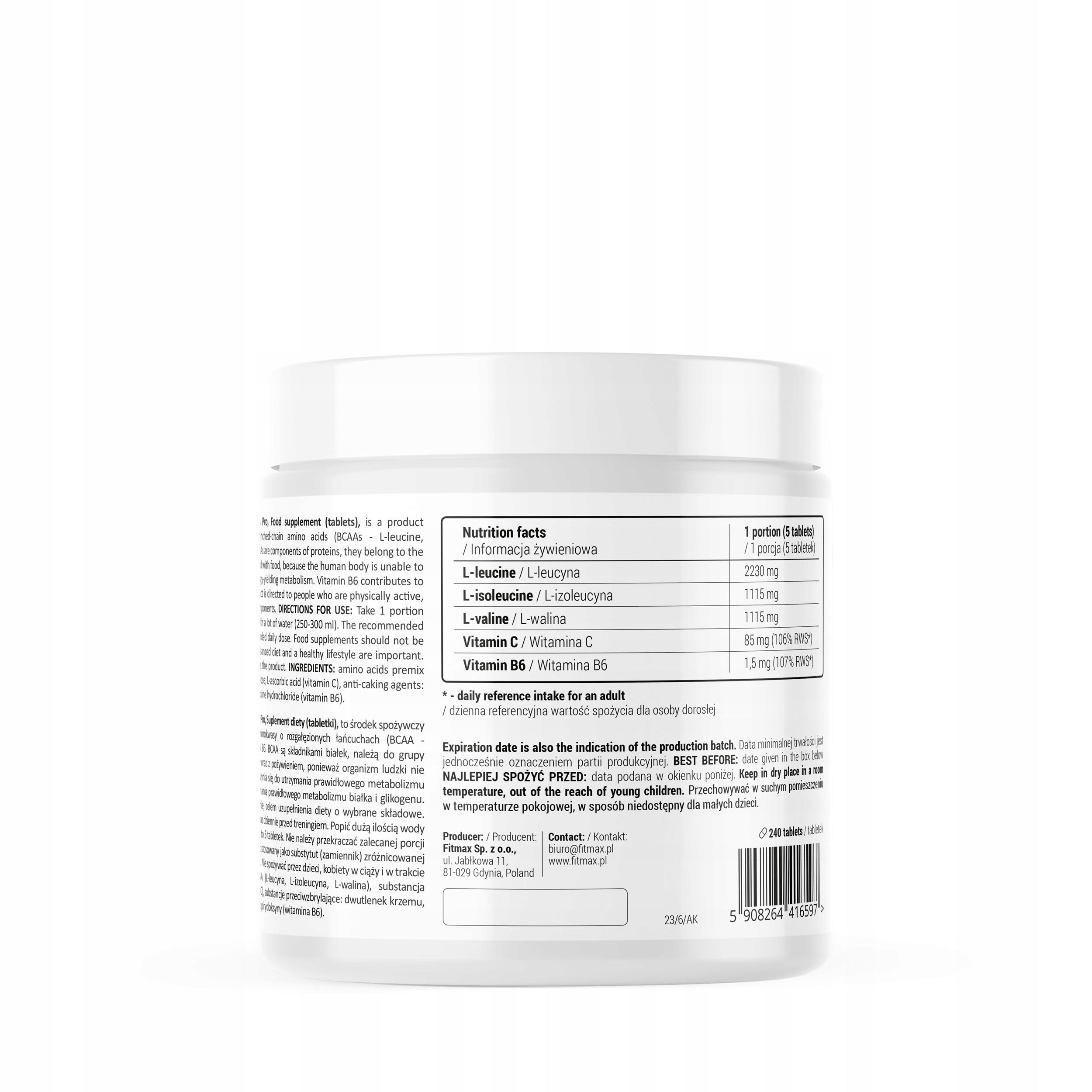Fitmax BCAA 240 tablets 336g Packaging status original