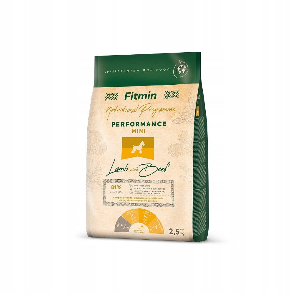 Fitmin Mini Performance Lamb Beef Small Breed Dog Food 2,5 kg