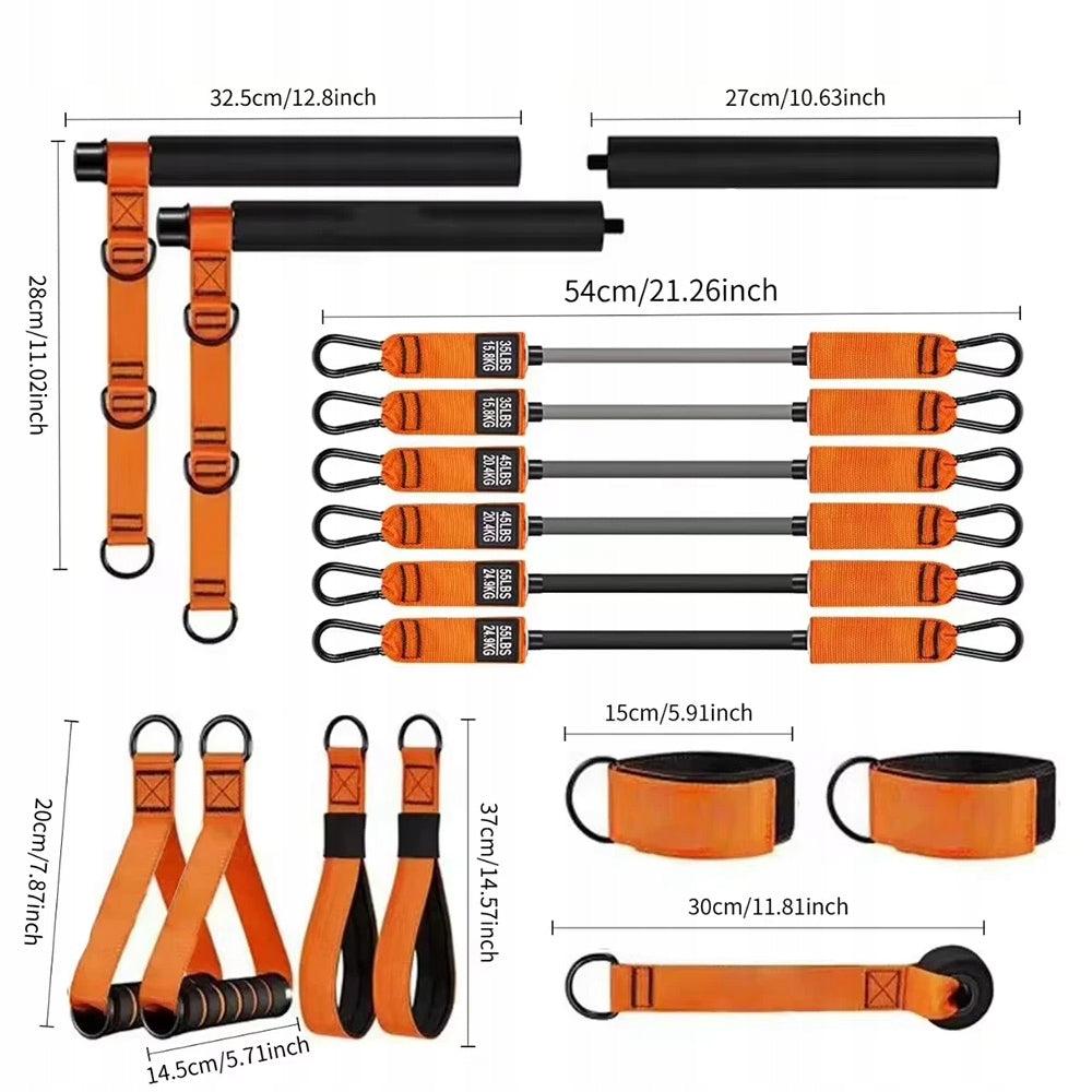Fitness Exercise Rubber Set + Resistance Band Bag Strong For Training Belts Color orange