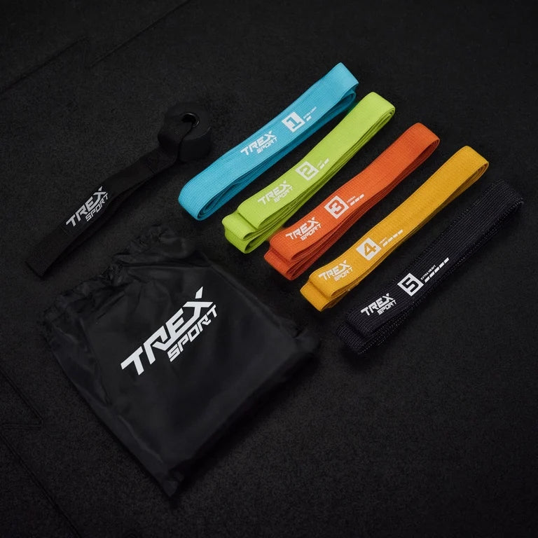 Fitness Exercise Rubber Set Resistance Bands Material 5 Pcs Trex Sport Length 104 cm