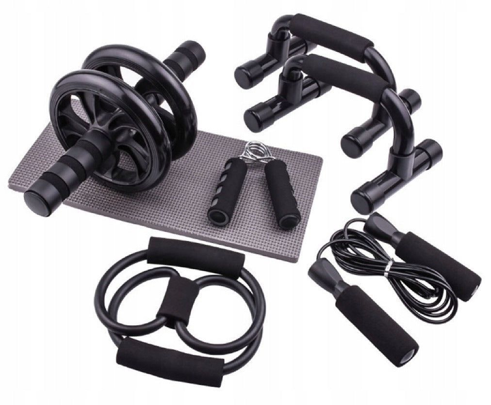 Fitness Exercise Set 7in1 Roller Jump Rope Squeezer Handles Black and Grey Manufacturer code 5903858131344