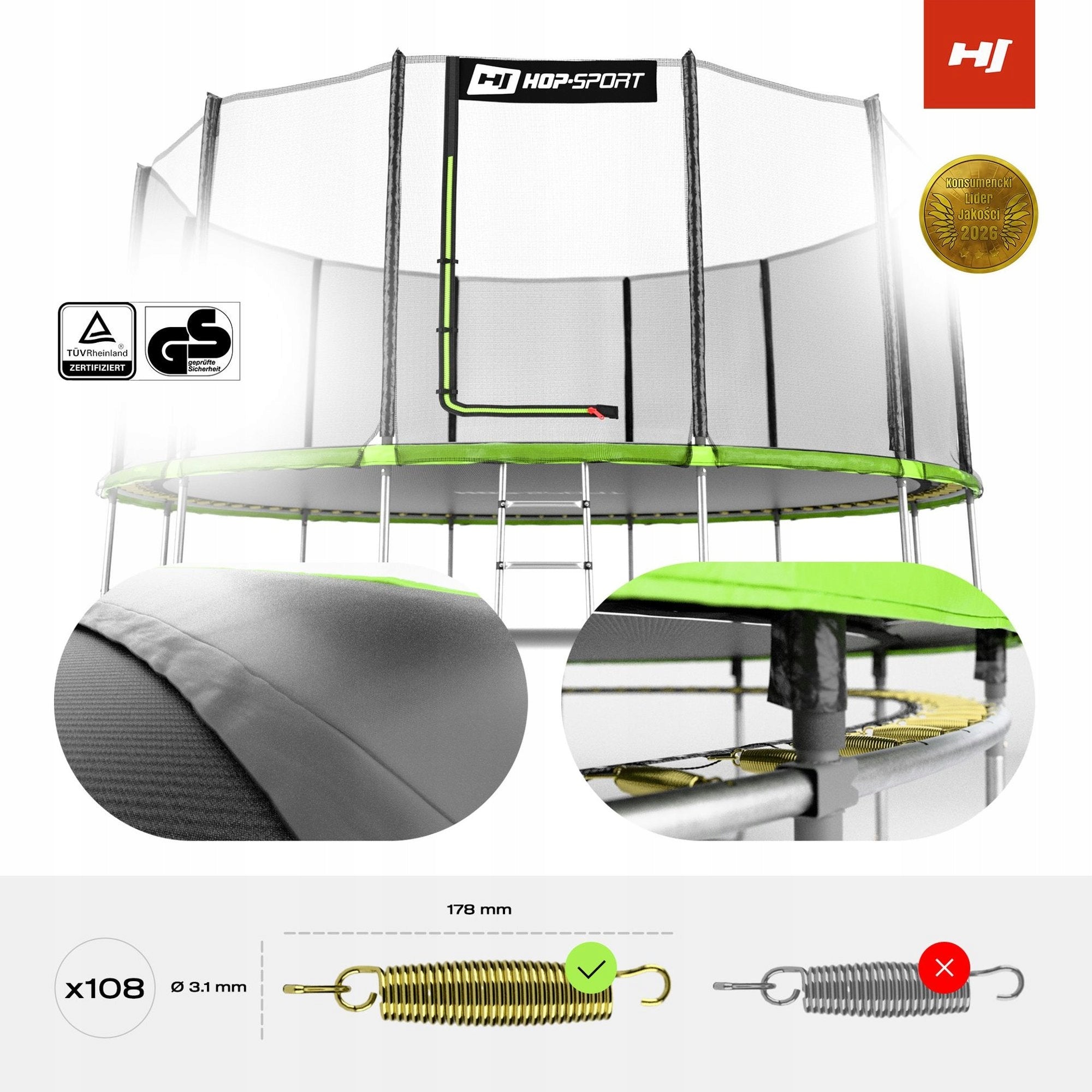 Fitness Garden Trampoline 16ft 488cm With Outdoor Mesh Large For Kids Brand Hop-Sport