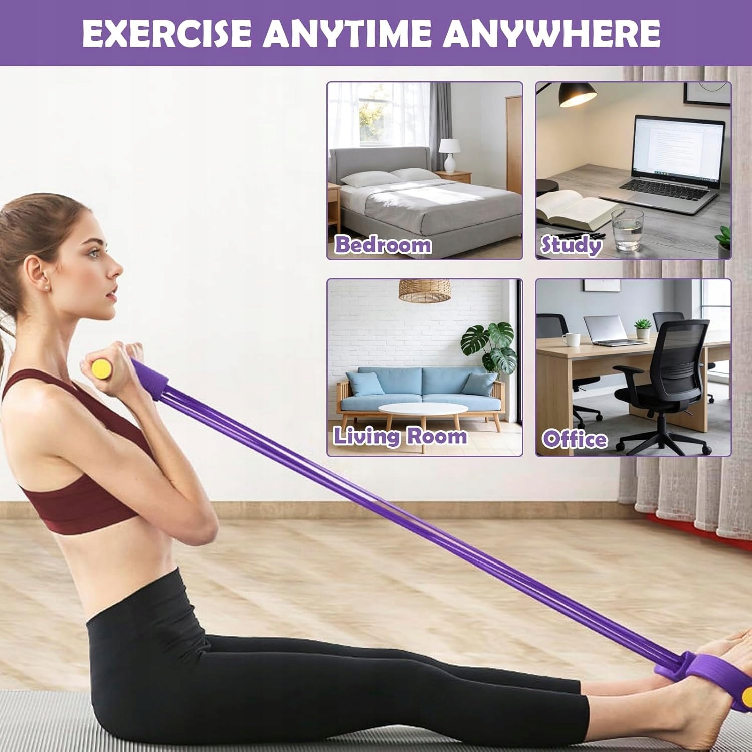 Fitness Resistance Bands-6 Tube Pedal Ankle Puller TPE Rope Pink 1PACK Brand no brand