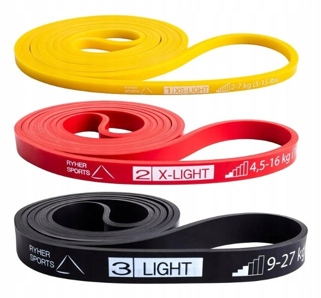 Fitness Resistance Bands Set of 3 Exercise Rubbers Training