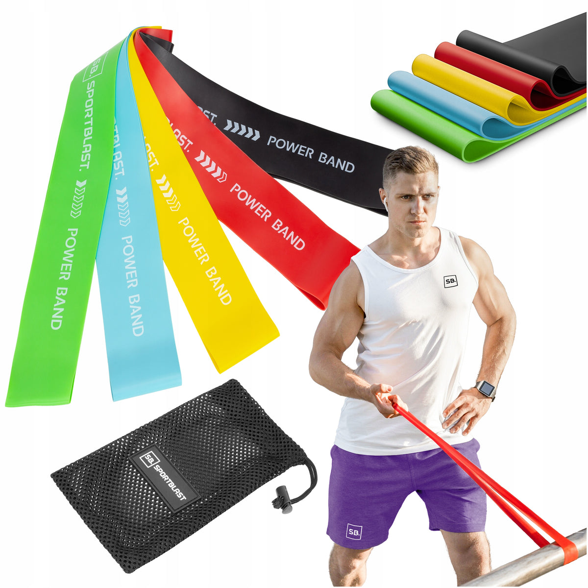 Fitness Rubbers for Exercise MINI BAND Resistance Bands SET OF 5 MALE