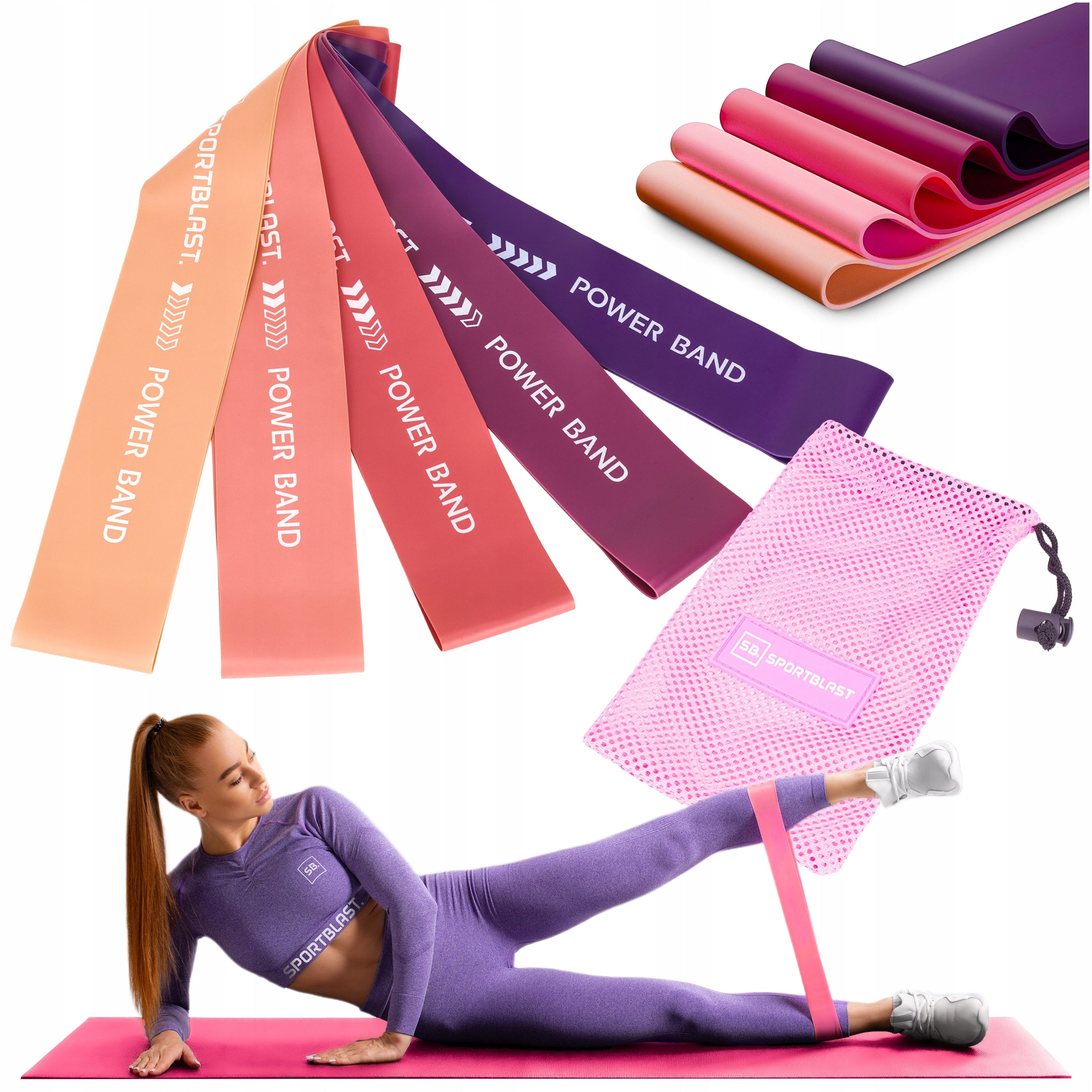 Fitness Rubbers for Exercise MINI BAND Resistance Bands SET OF 5 WOMEN
