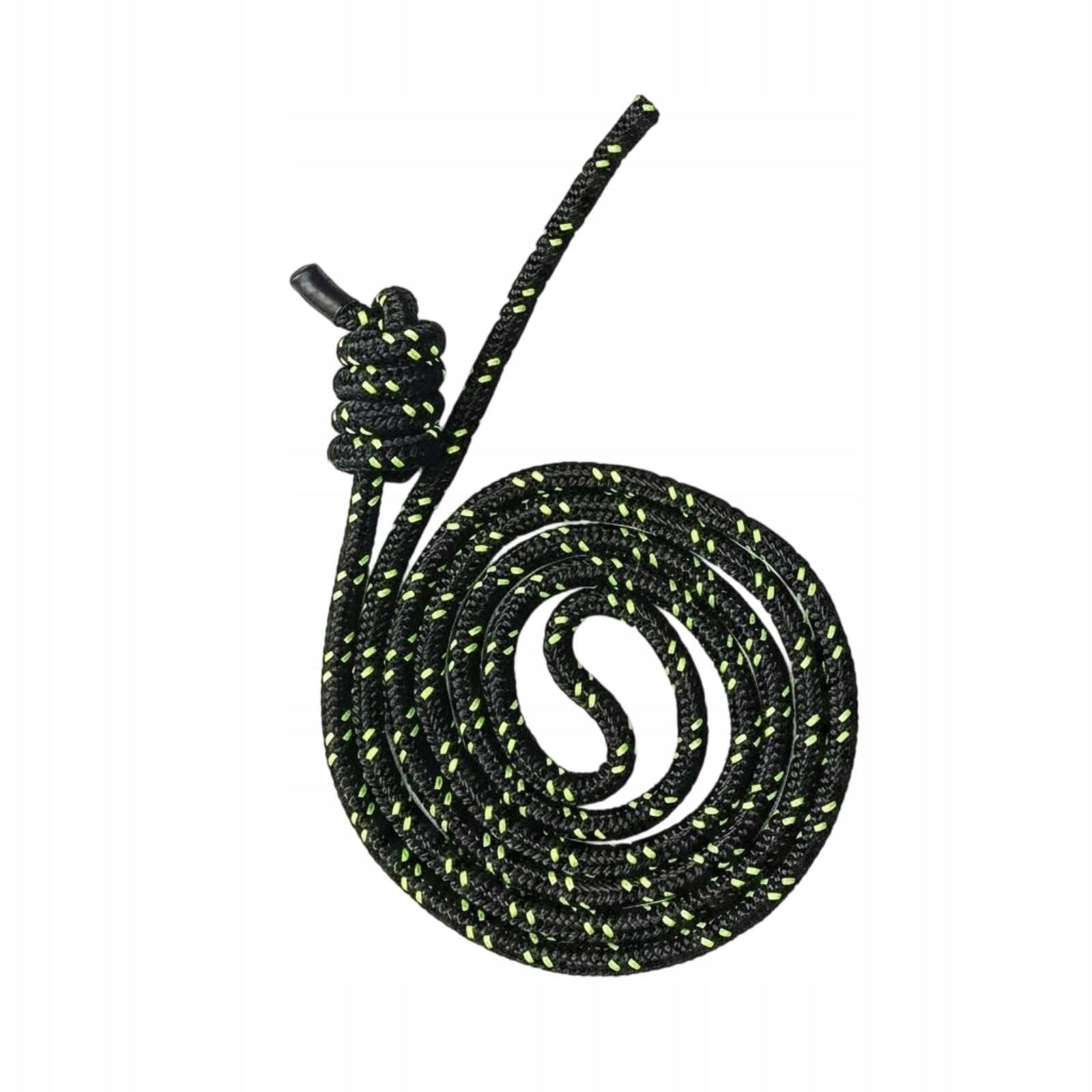 Fitness Training Rope Polyester Handleless Jump Rope Black Green 13.5MM
