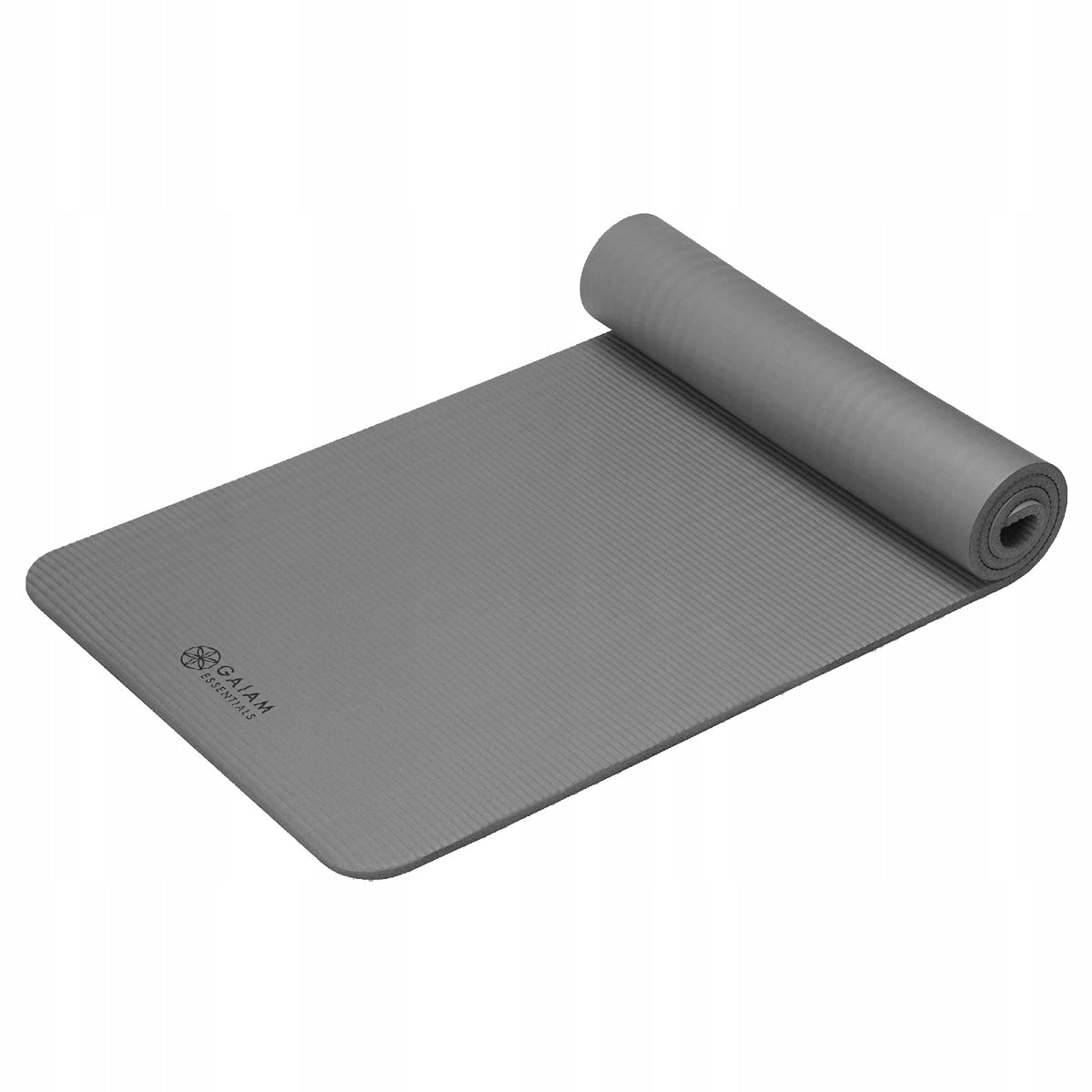 Fitness mat GAIAM 10 mm durable and thick mat with strap Color gray