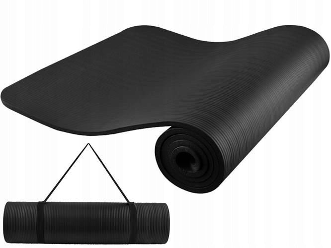 Fitness mat for exercise thick black 181/61,5/1cm