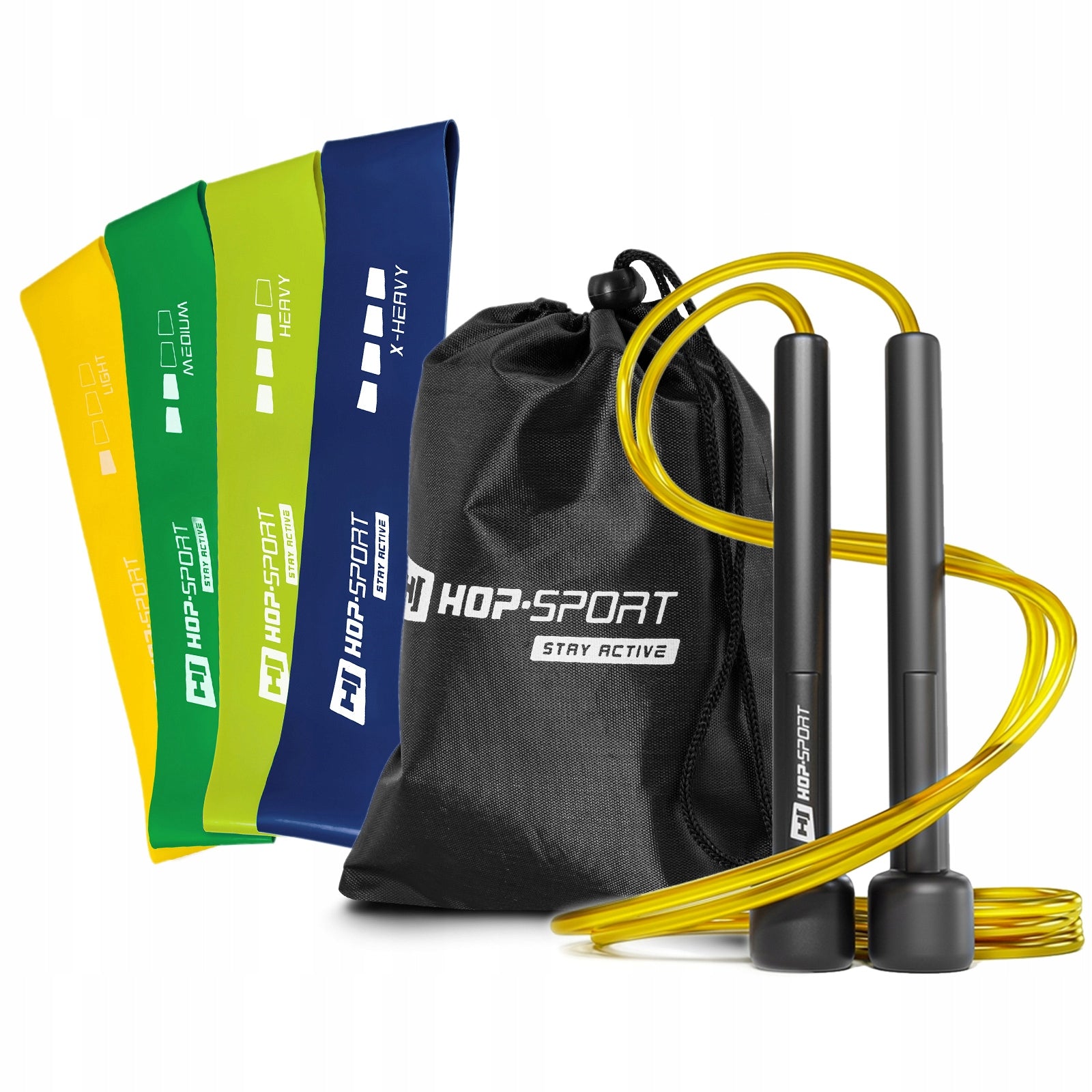 Fitness set for exercise adjustable skipping rope + durable resistance bands
