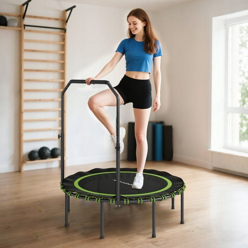 Fitness trampoline, adjustable handle, Green, for cardio exercises Brand no brand