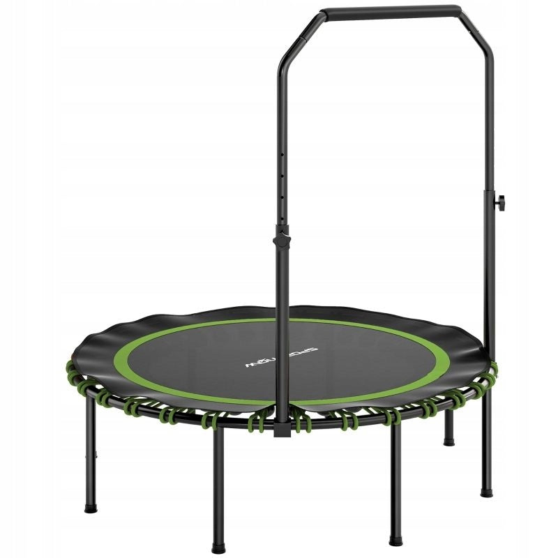 Fitness trampoline, adjustable handle, Green, for cardio exercises
