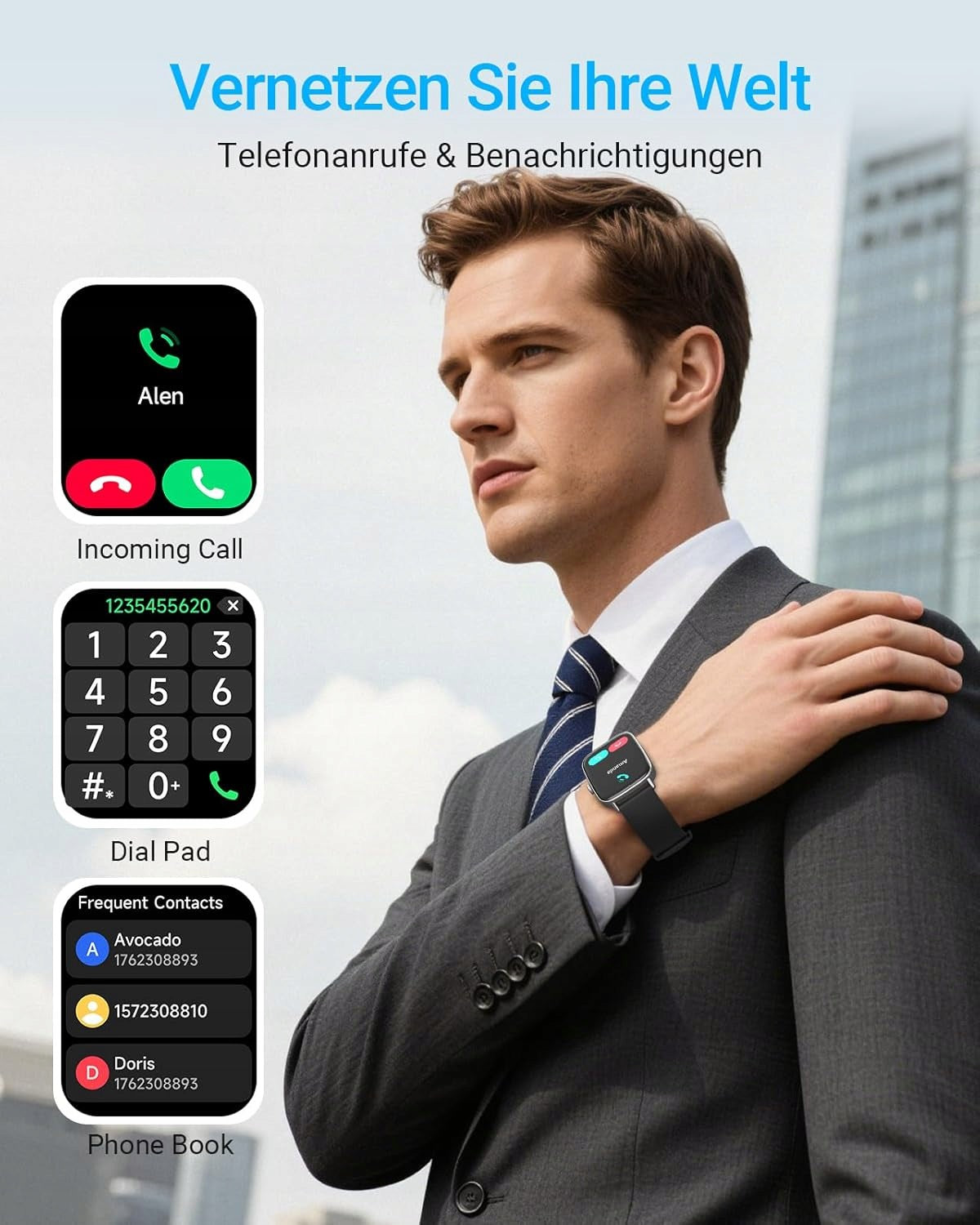 Fitpolo Men's Smartwatch 1.85" HD Talk IP68 Pulse SpO Model other