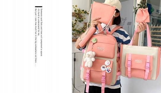Five-piece set: roomy canvas backpack in a fresh, bright style Manufacturer code 86218965