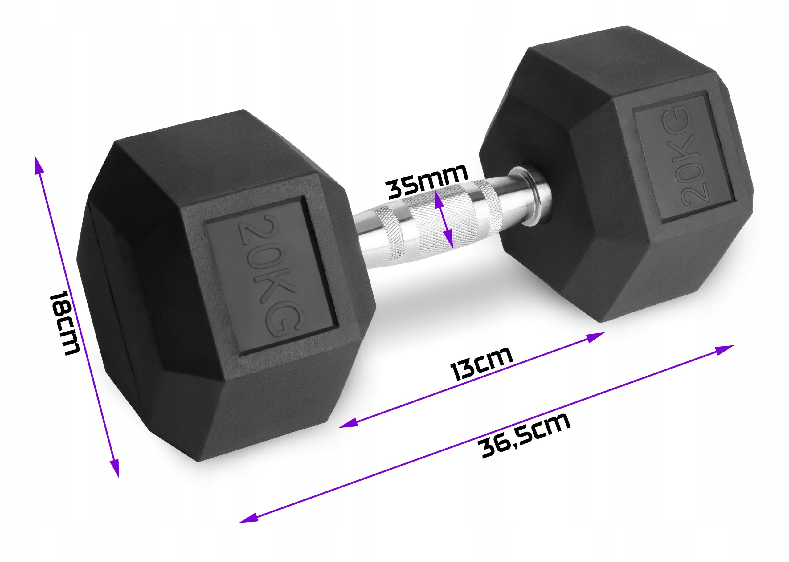 Fixed dumbbells 2x20kg cast iron rubberized SET 40kg HEX for training SOLID Manufacturer code HEX gumowane 2x20kg
