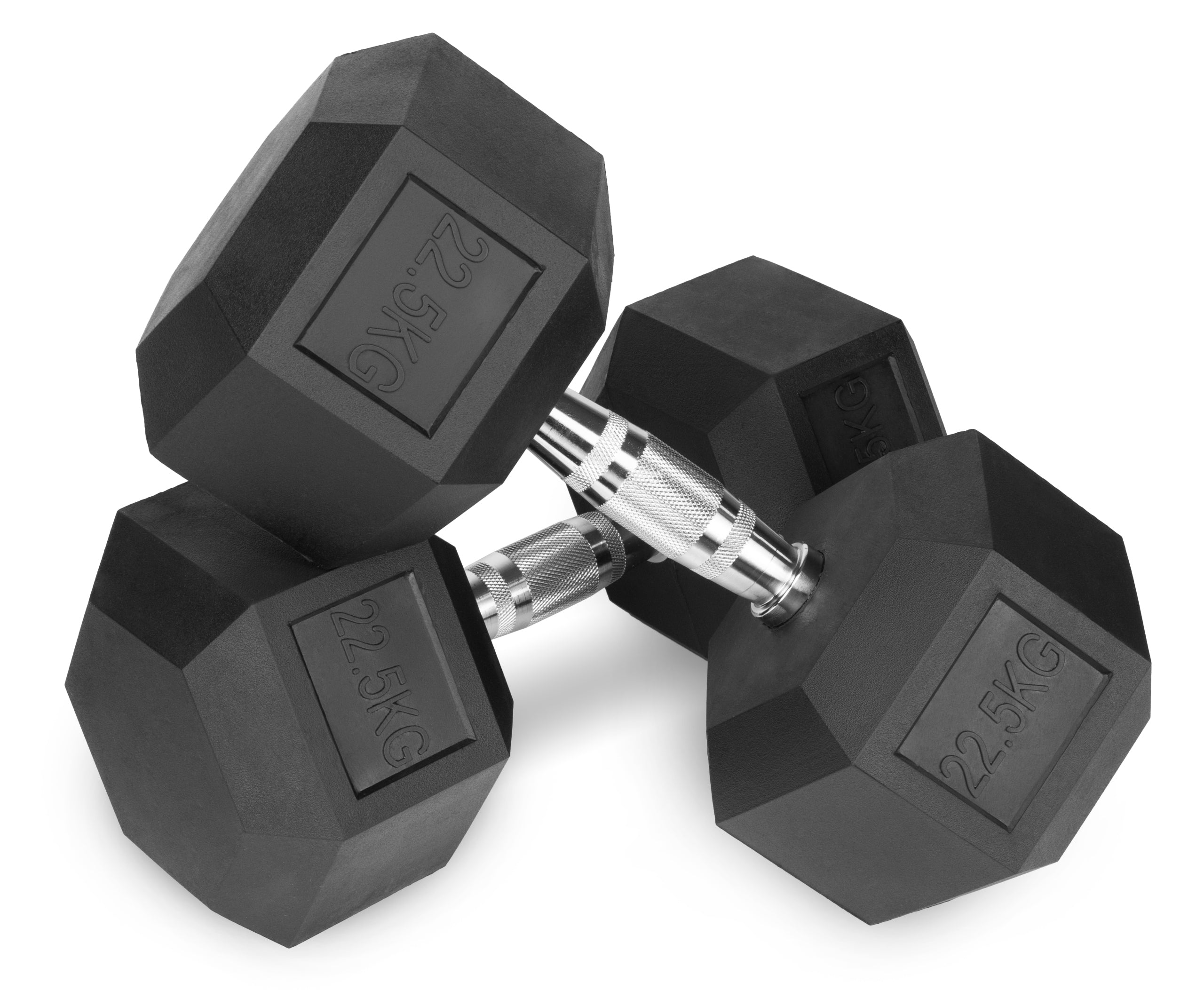 Fixed dumbbells 2x22,5kg cast iron rubberized SET 45kg HEX for training SOLID