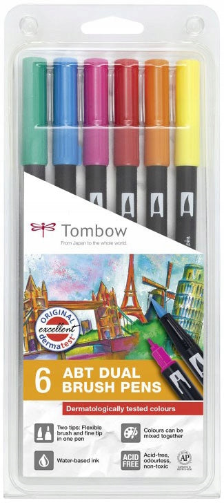 TOMBOW ABT Filzstifte-Pinsel-Set Tattoo, 6 Farben 