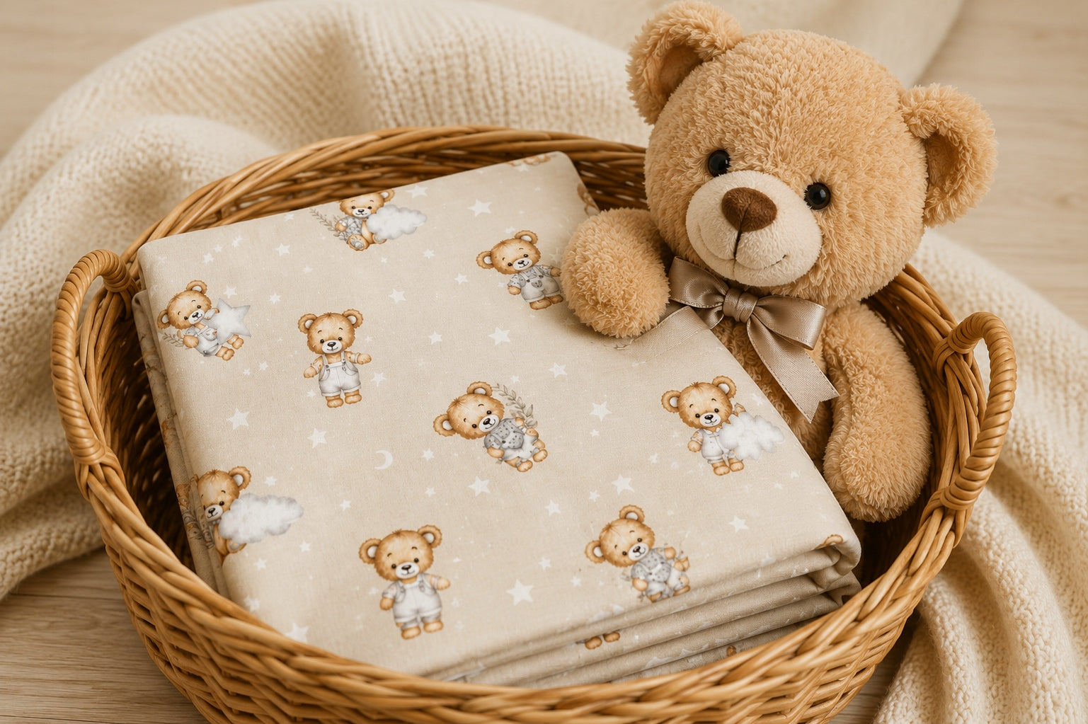 Flannel Diaper 60x80 Bear Star Beige Szymex Manufacturer code 60x80