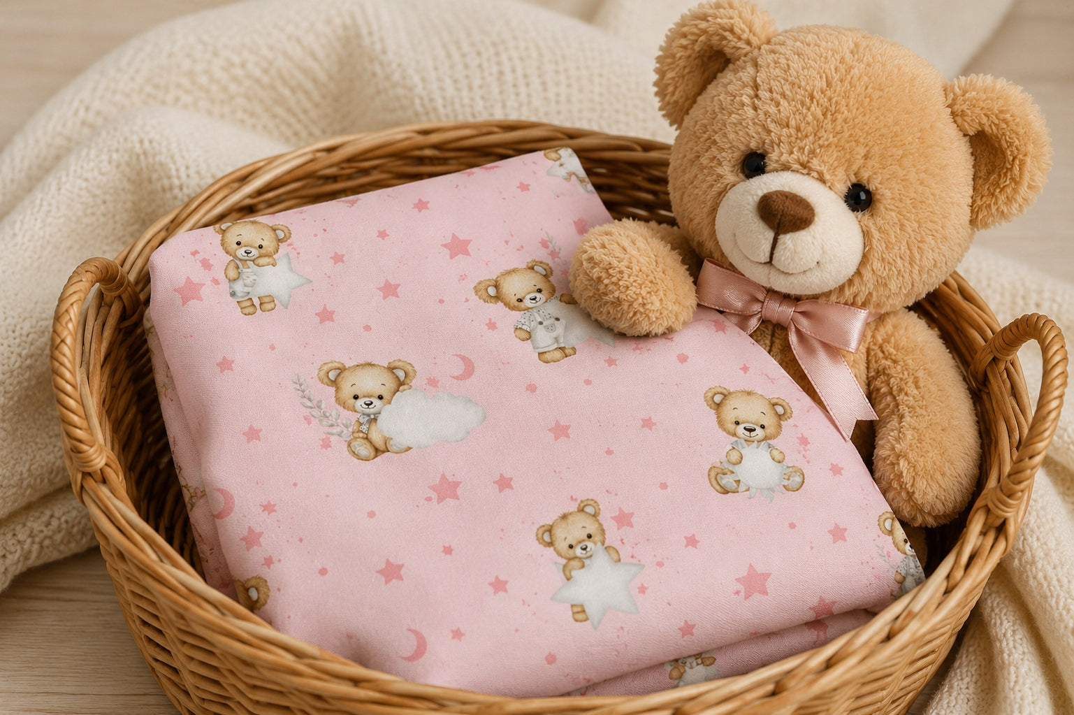 Flannel Diaper 70x80 Bear Star of Roses Szymex Manufacturer code 70x80