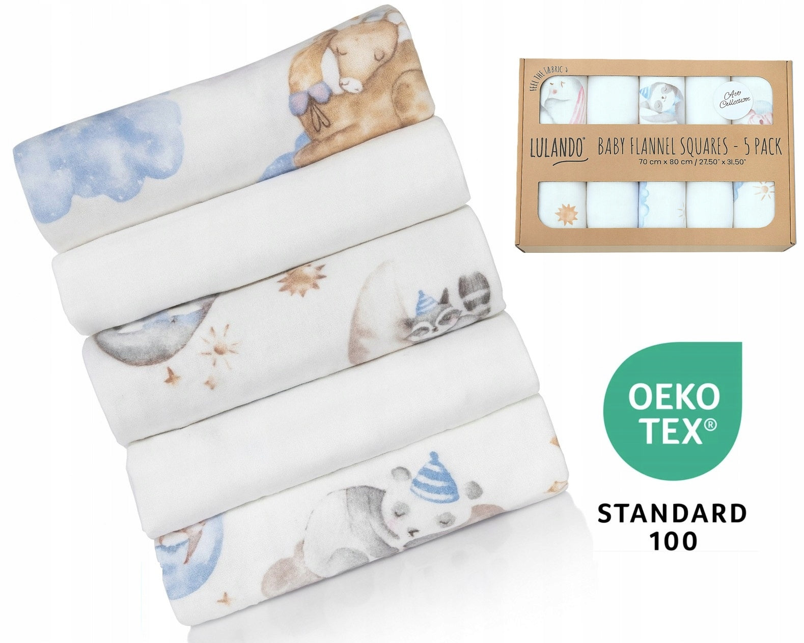 Flannel Diapers for Children 70x80 cm OEOK TEX - 5 Pieces