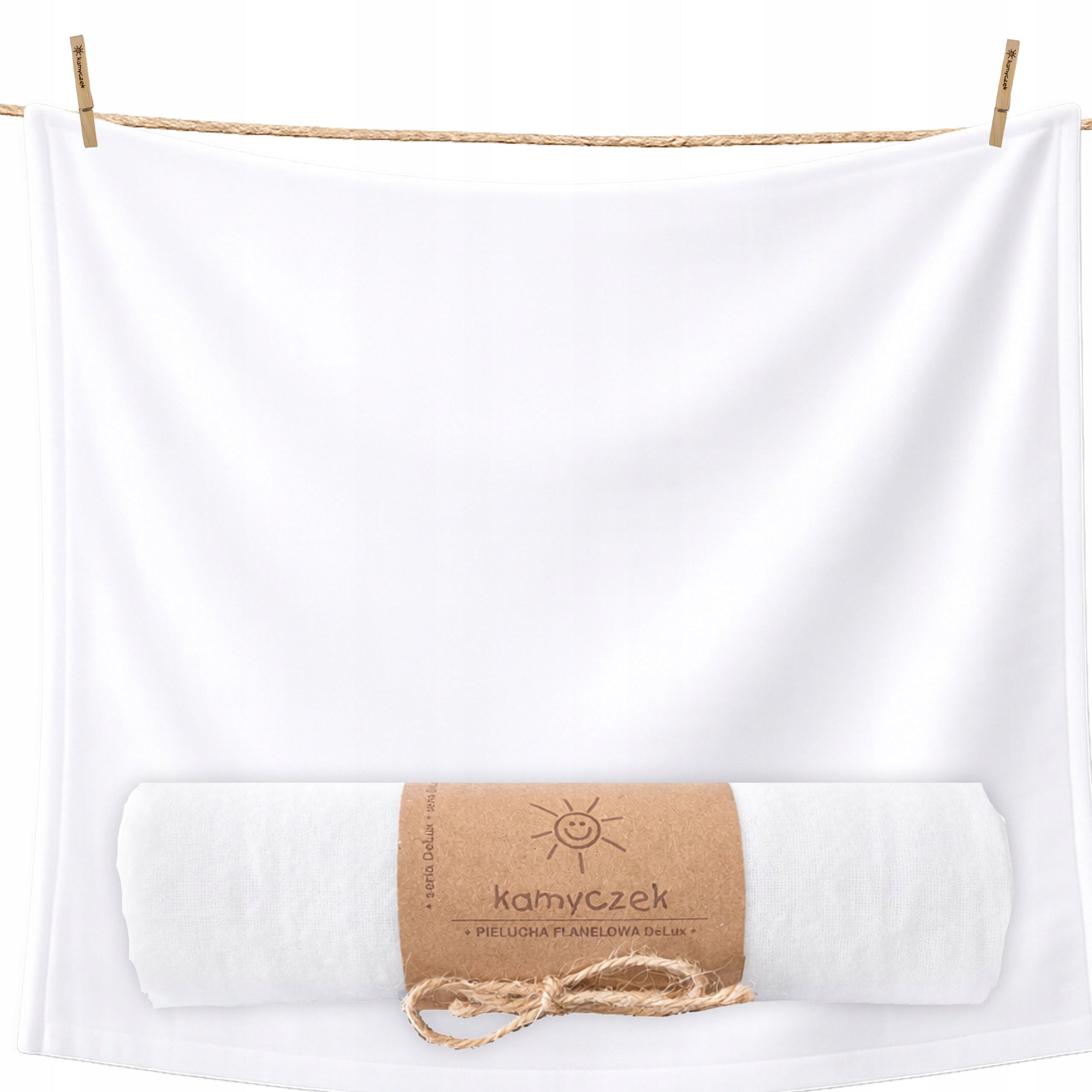 Flannel diaper KAMYCZEK 100% Cotton White Embroidered on 4 sides 70cmx75cm