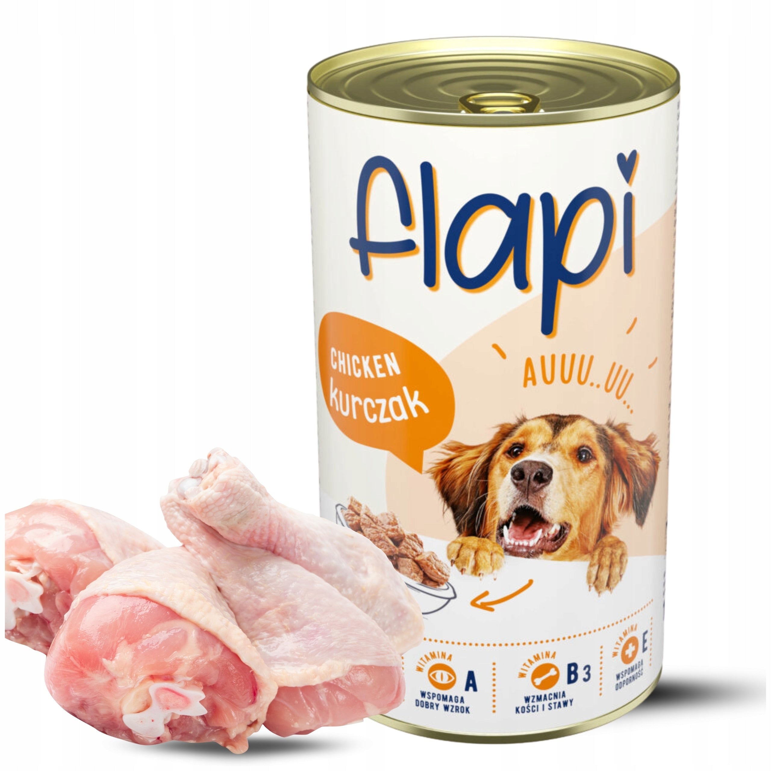 Flapi wet dog food in a can with chicken in sauce 1250g