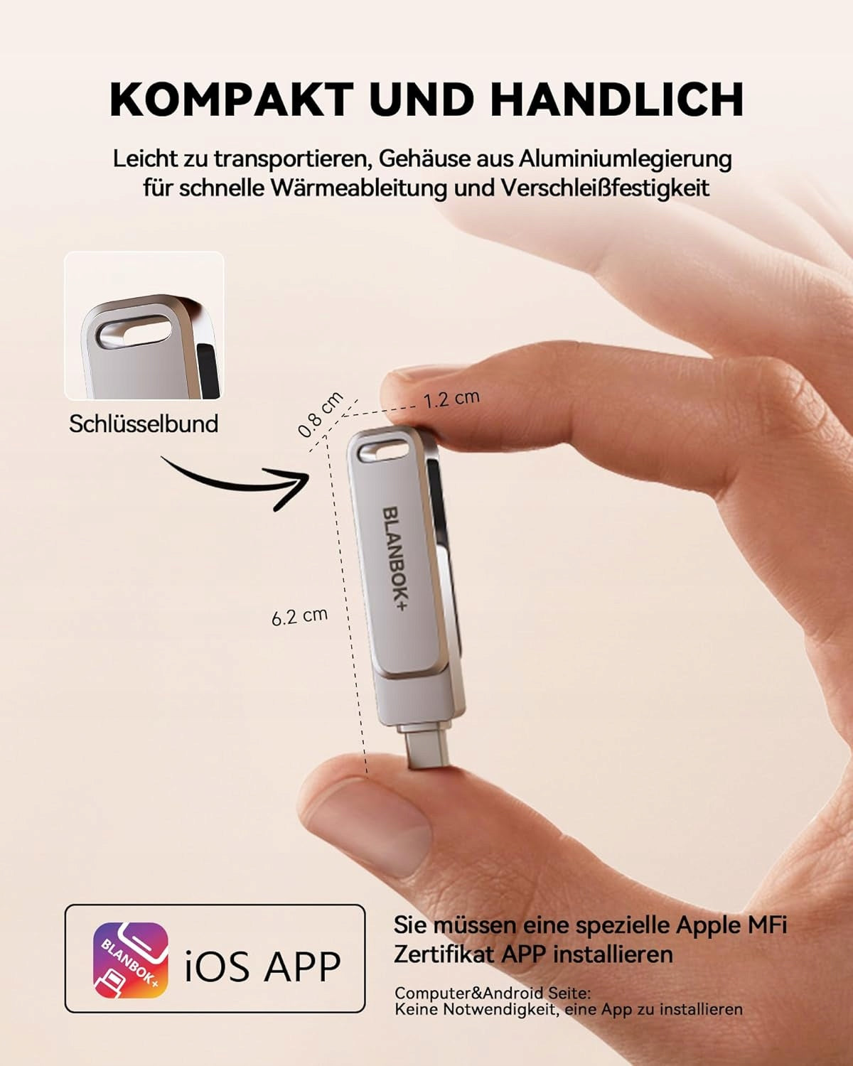 Flash Drive BLANBOK+ 128 GB TYPE C + LIGHTNING USB 3.1 iPhone/iPad/Android/PC Manufacturer code 96217TAS3