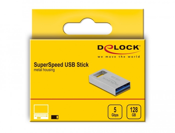 Flash Drive Delock USB 3.2 Gen 1 128 GB USB 3.2 silver Color silver