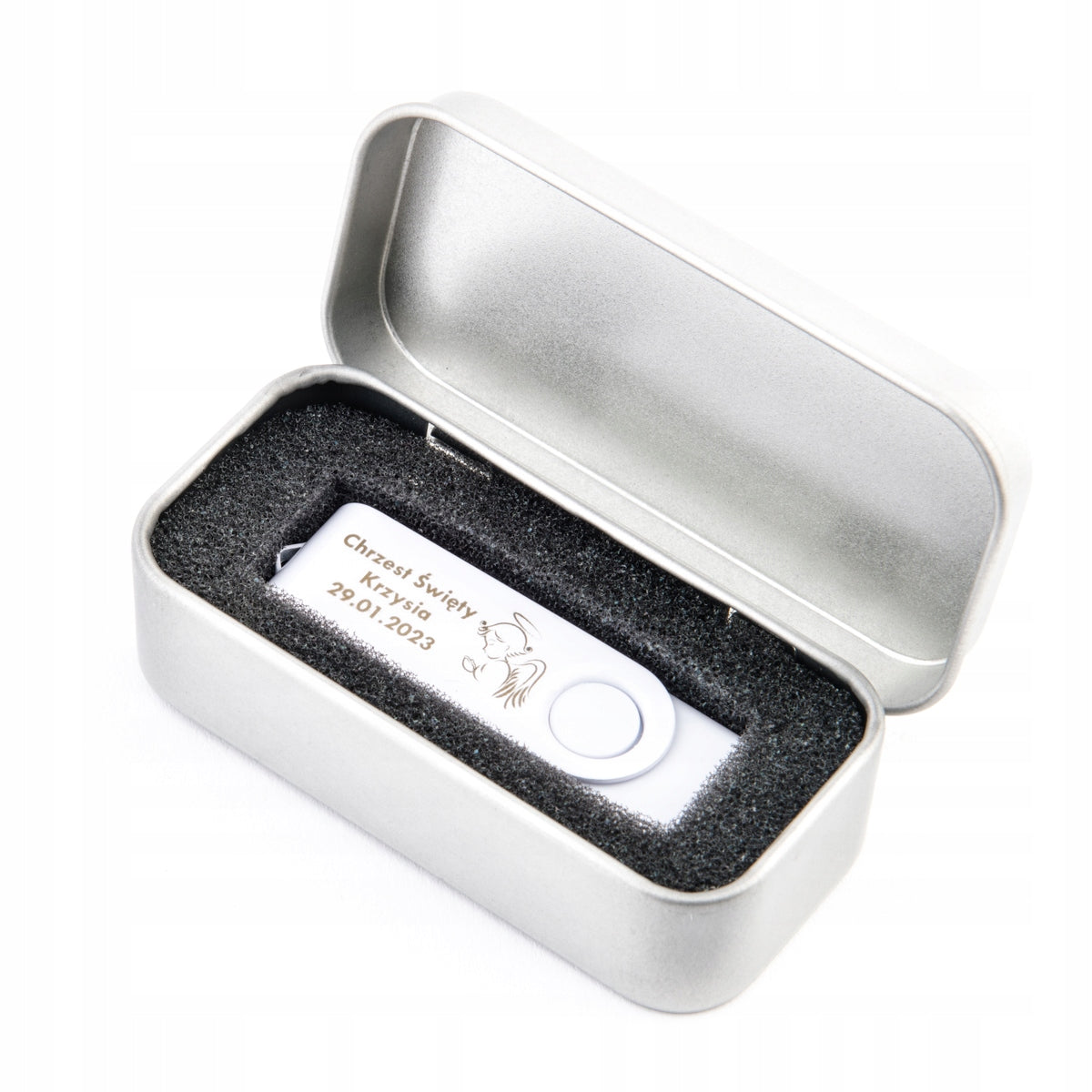 Flash drive 16 GB USB 2.0 box + ENGRAVING BAPTISM Color multicolor