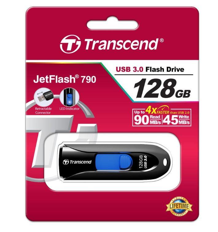 Flash drive memory Transcend JetFlash 790 128GB USB 3.0 retractable