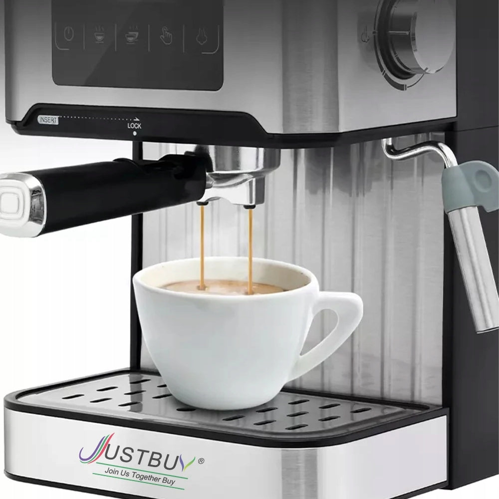 Flask espresso machine Justbuy LCD Touch Screen 1200W silver/grey Packaging status original