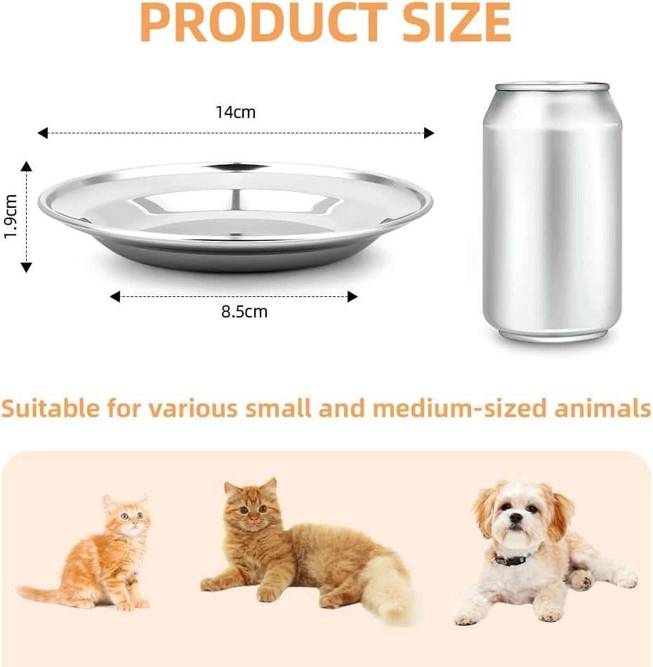 Flat Cat Bowls 6 Pack Stainless Steel 14 cm Cartoon Designs Packaging status original