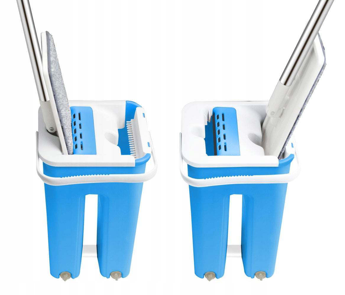 Flat MOP WITH SQUEEZER PERFECT CLEAN 3in1 Microfiber Bucket SET Color blue