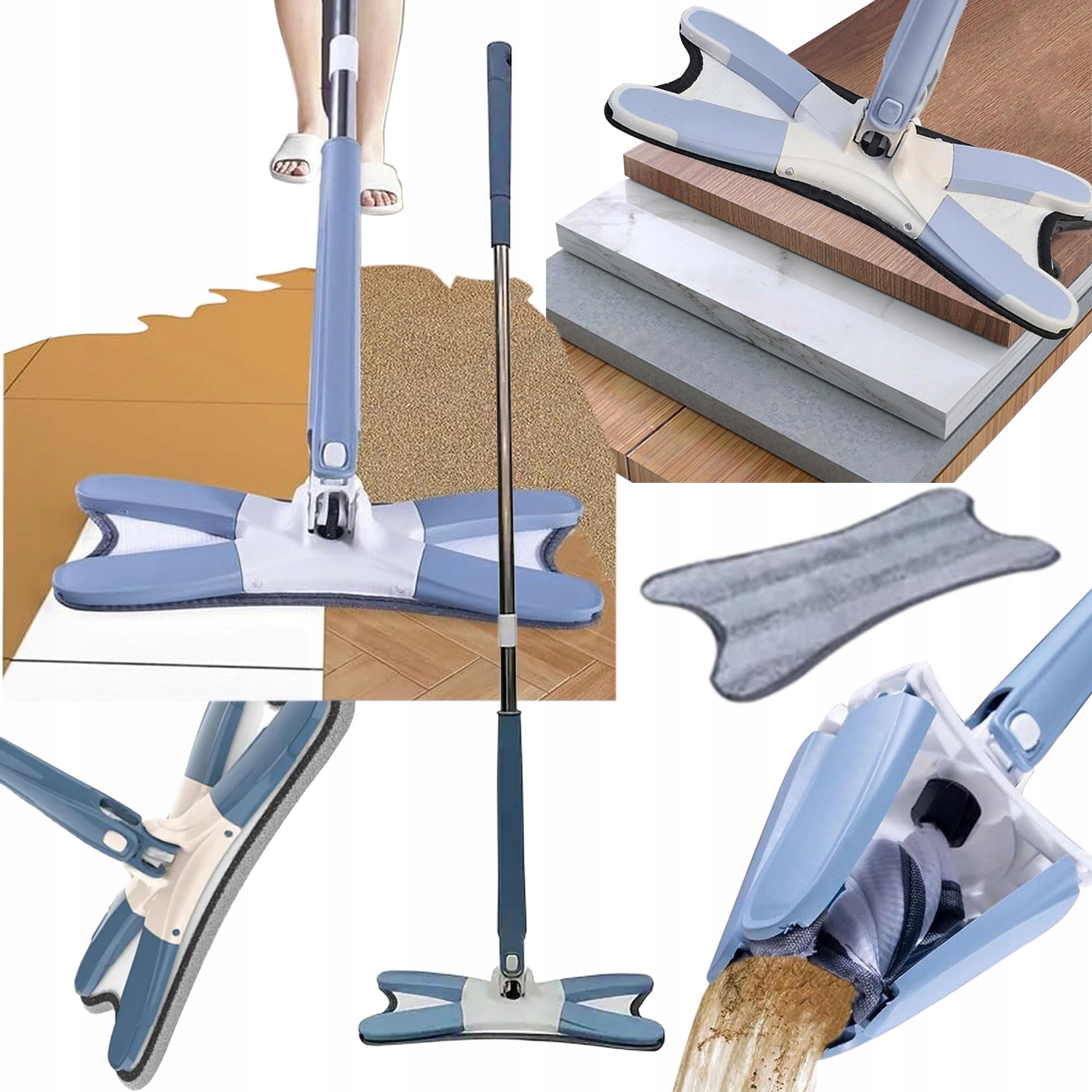 Flat Mop Folding Rotary Squeeze with Squeezer TWIST Butterfly + Cartridge