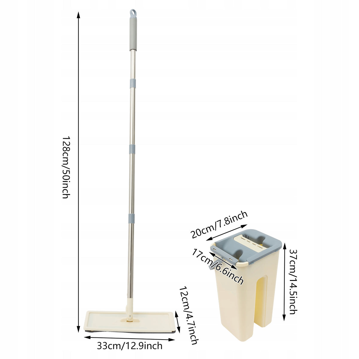 Flat Mop and Bucket Set 360° Rotatable 8L with 10 Mopping Cloths for Home Packaging status original