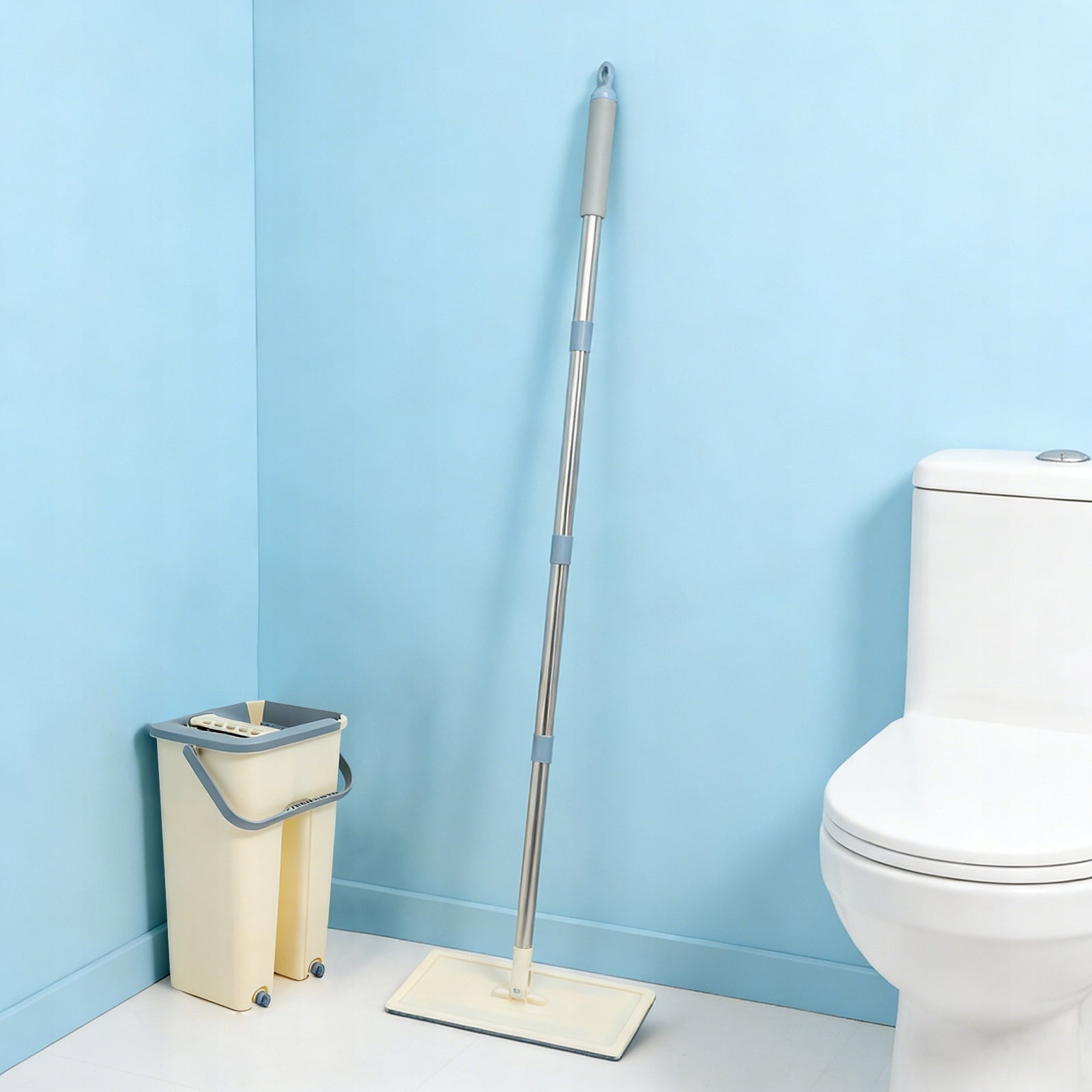 Flat Mop and Bucket Set 360° Rotating Mop Head 8l 10*mopping Cloths Brand 100
