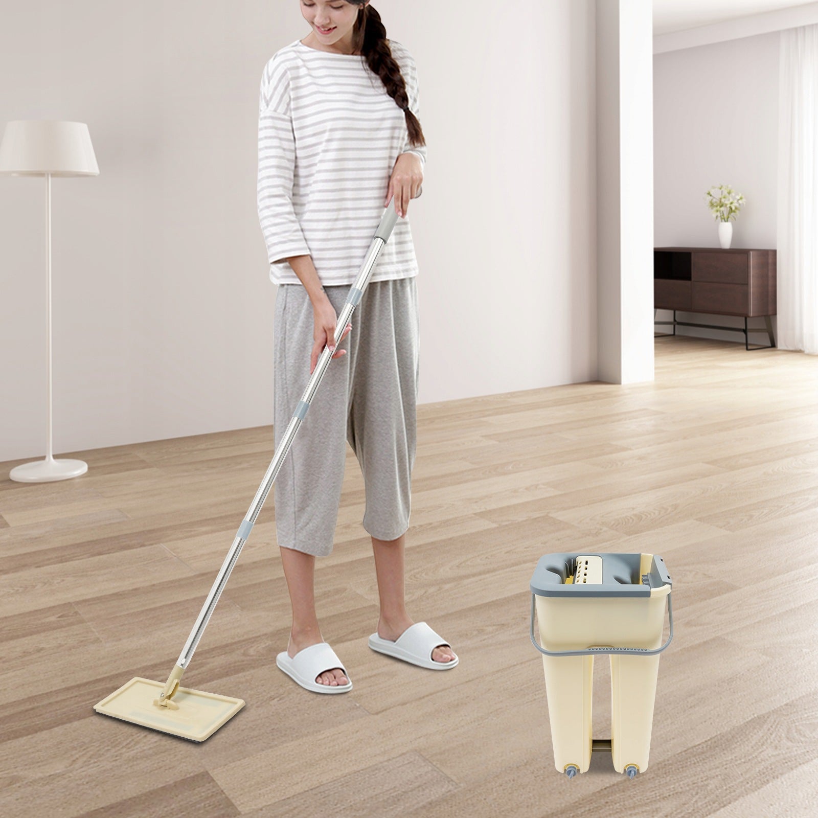 Flat Mop and Bucket Set,Mop Bucket Set for Floor Cleaning Manufacturer code G76437789