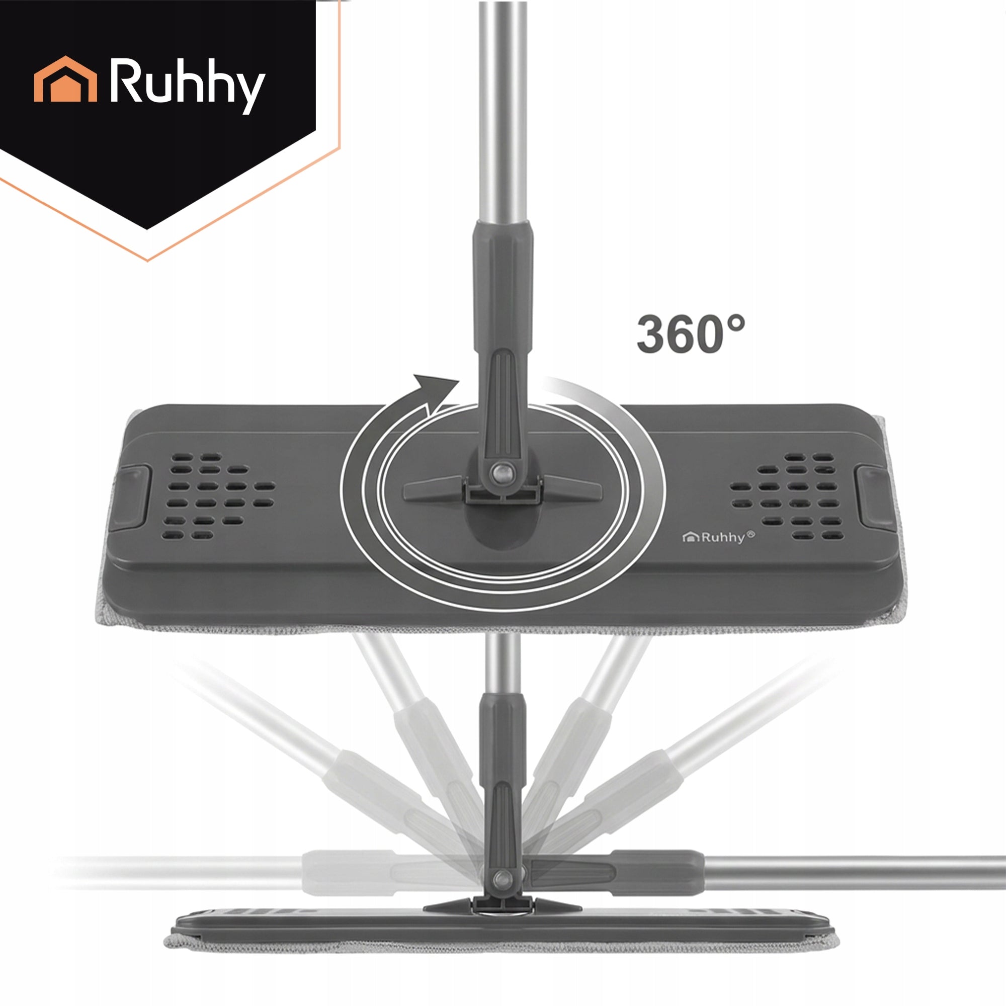 Flat Mop with Squeezer Bucket Two Chamber 8,5 Clean Dirty Water 3 Cartridges Manufacturer code Mop dwukomorowy 8,5L z nakładkami Ruhhy 28202