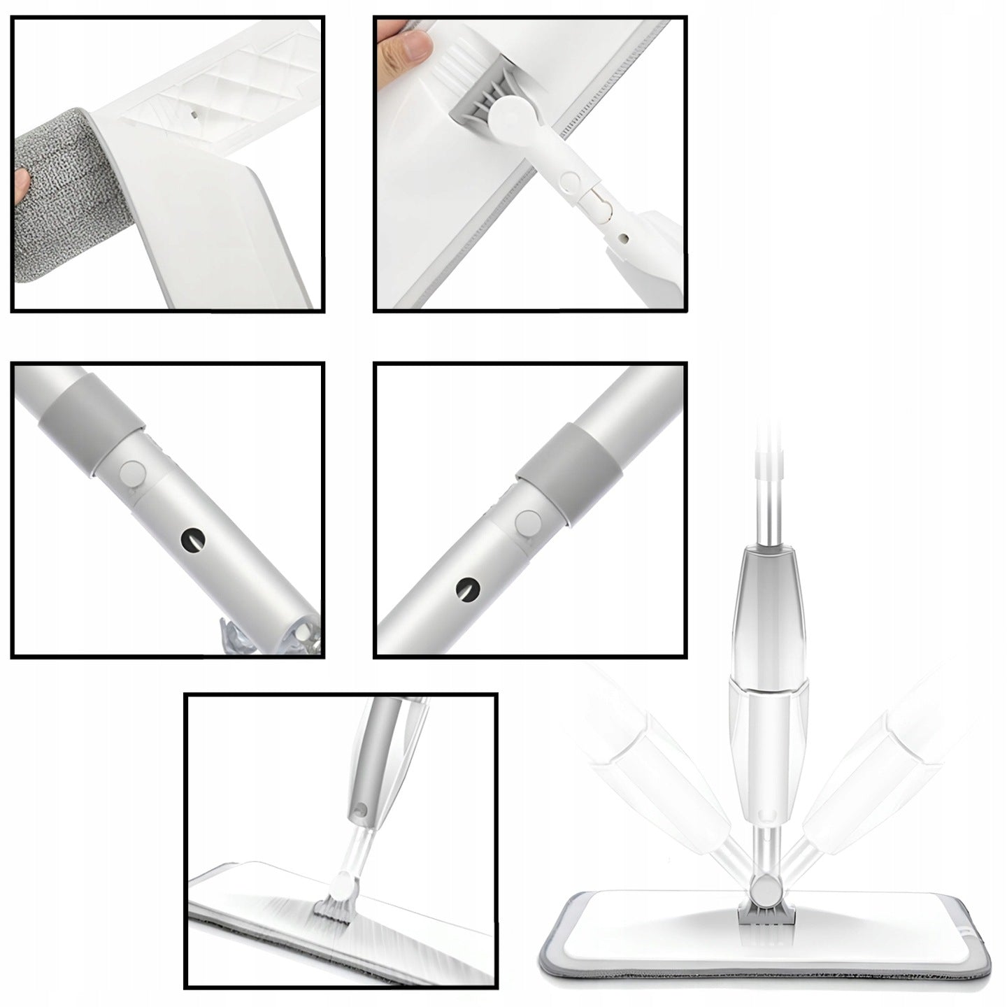 Flat mop Falcon FLAT MOP + cloth sprayer large folding convenient hit Color gray