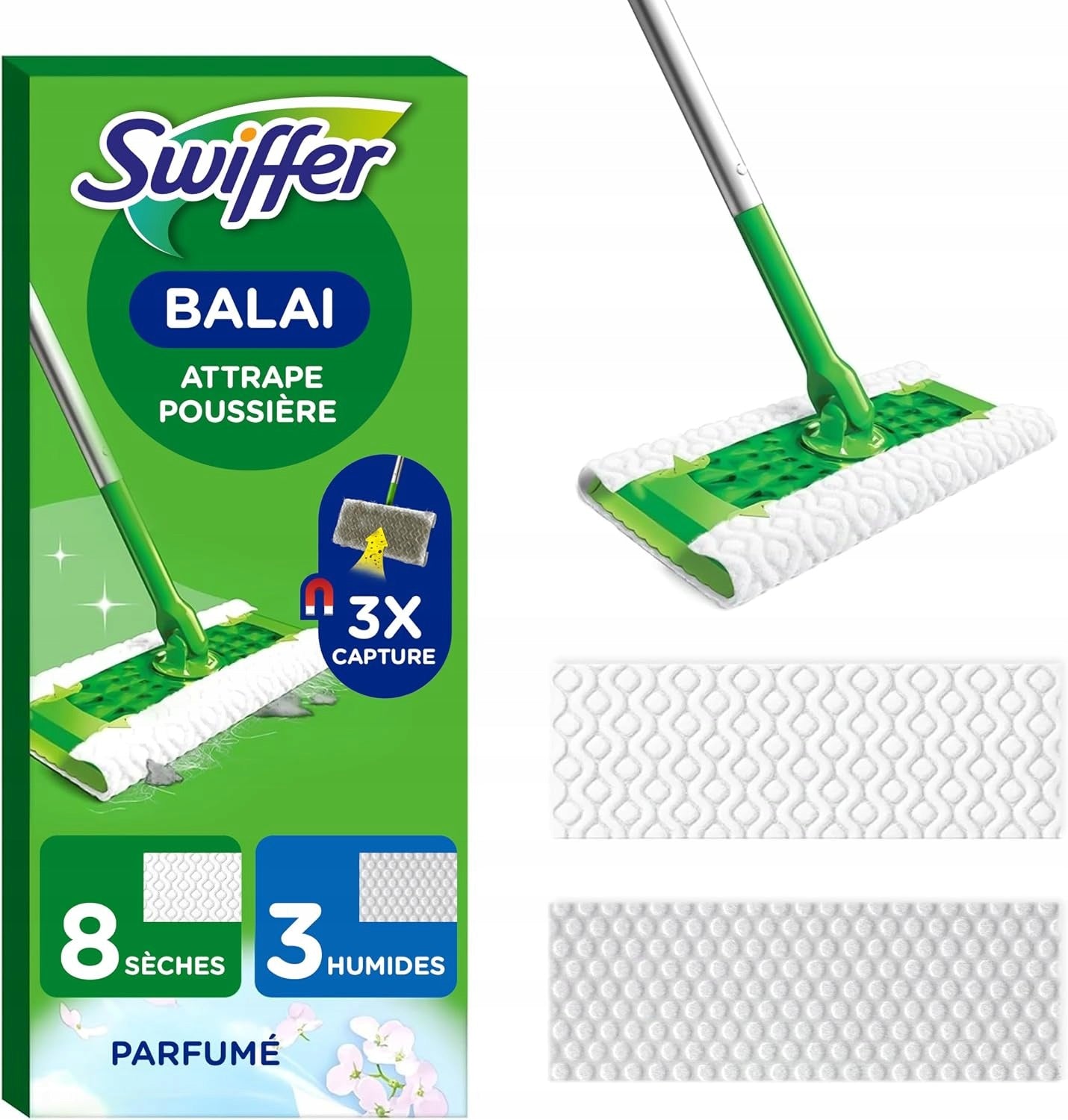 Flat mop Swiffer Basic Kit 8 dry, 3 wet wipes clean&fresh