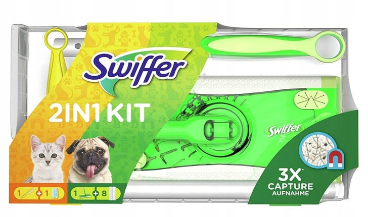 Flat mop Swiffer telescopic 27 cm 2IN1 KIT set of 8 broom inserts