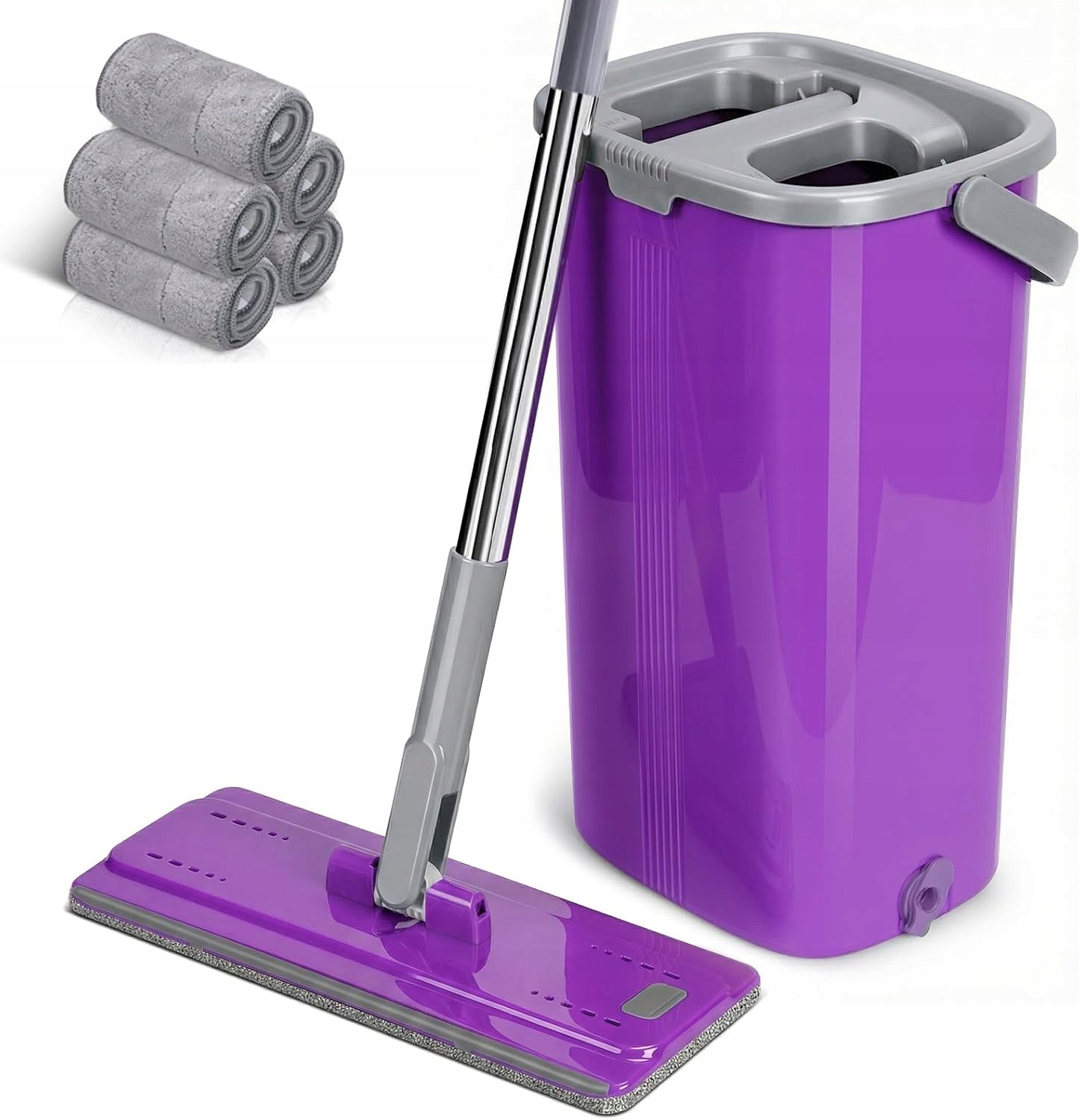 Flat mop two-chamber bucket with extrusion, 5 pads