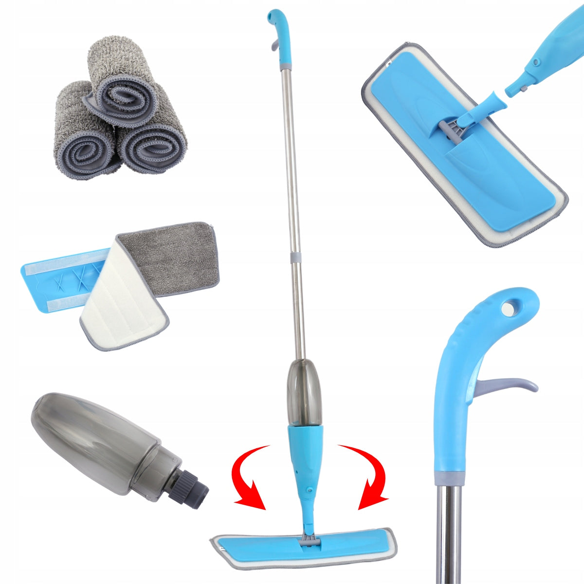 Flat mop with SPRAY washer + 4 cartridges